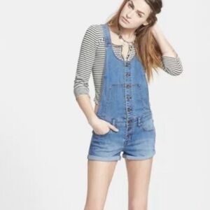 Free People Century Denim Button Front Shortall